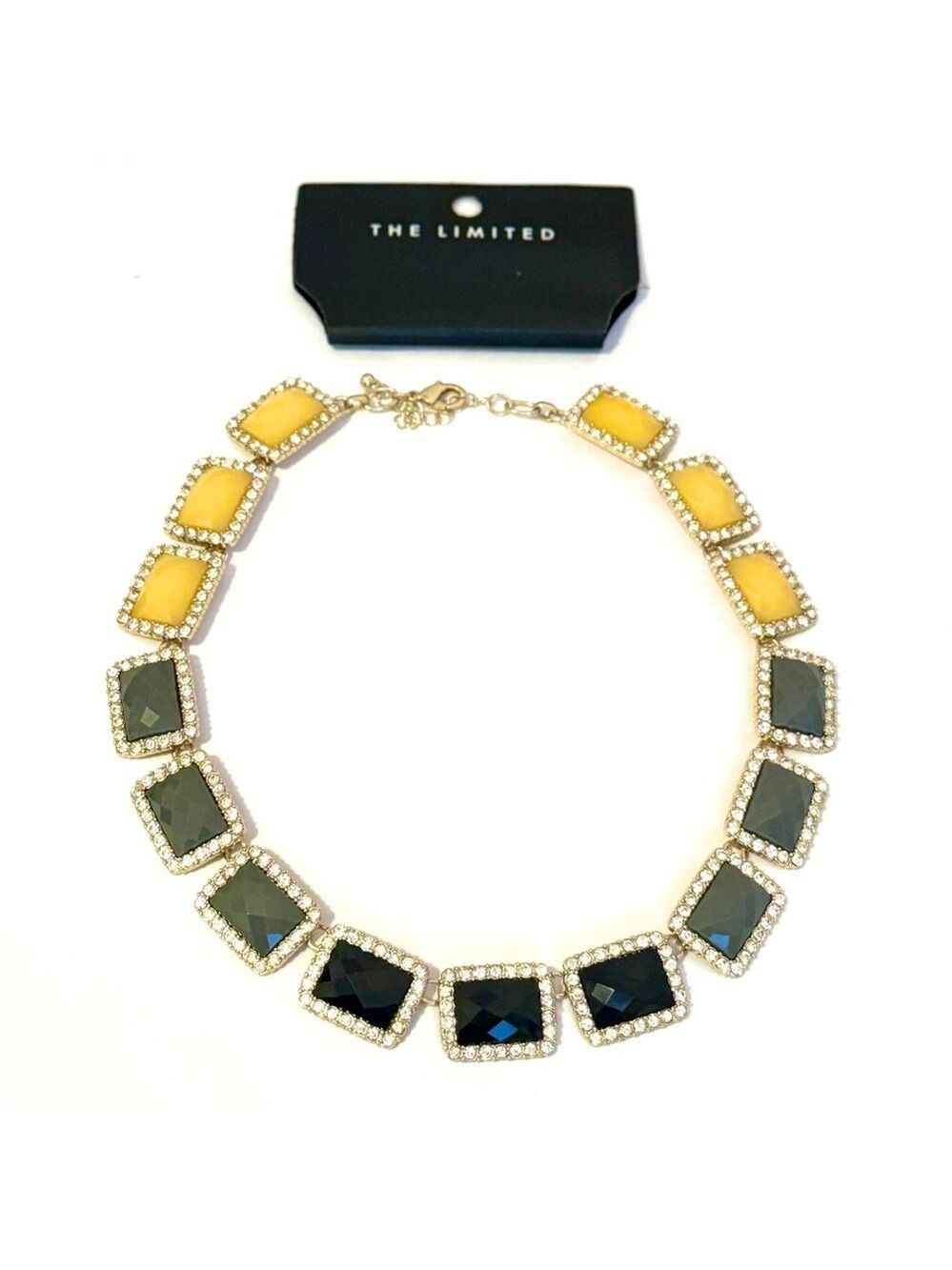 THE LIMITED Yellow & Black Crystal Statement Necklace | NWT